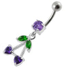 Stunning Double Heart Dangle Belly Ring - Jeweled Surgical Steel Body Jewelry