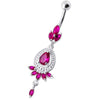 Trendy Sterling Silver & Surgical Steel Belly Ring with Elegant Stone Charm