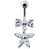 Elegant Jeweled Butterfly Belly Ring - Surgical Steel & Sterling Silver Charm