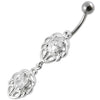 Trendy Jeweled Belly Ring - Elegant 316L Surgical Steel & Sterling Silver Charm