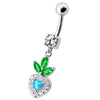 Heartfelt Elegance: White Jeweled Dangling Belly Ring for Trendy Shoppers