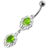 Trendy Jeweled Belly Ring - Elegant 316L Surgical Steel & Sterling Silver Charm