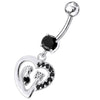 Trendy Jeweled Heart Belly Ring - Surgical Steel & Sterling Silver Elegance