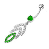 Trendy Jeweled Dangling Belly Ring - Stylish 14g Surgical Steel & Sterling Silver