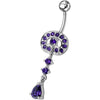 Elegant Vintage Indian Jeweled Silver Belly Ring - Surgical Steel Charm