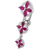 Trendy Jeweled Reverse Belly Ring - Surgical Steel & Sterling Silver Charm