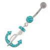 Elegant Anchor Belly Ring with Sterling Silver Charm & Sparkling Zirconia