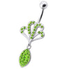 Trendy Jeweled Rasta Belly Ring with Dazzling Pot Charm - 14g 316L Steel