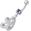 Trendy Sterling Silver Dangling Belly Ring - 316L Surgical Steel