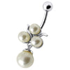 Trendy Fancy Pearl Belly Ring - Sterling Silver Charm, 14g Surgical Steel