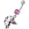 Radiant Angel Silver Belly Ring with Jeweled Fancy Design - Trendy & Stylish!