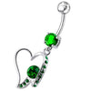 Trendy Jeweled Heart Belly Ring - Stunning 316L Steel & Sterling Silver Charm