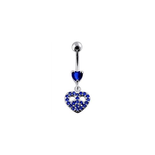 Trendy Jeweled Heart-Shaped Silver Belly Ring – Dazzle Your Style!