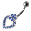 Trendy Heart Silver Belly Ring - Sparkling SS Banana Bar Navel Jewelry