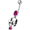 Trendy Jeweled Gothic Skull Belly Ring - Stylish 14g Silver Dangle Jewelry