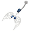 Enchanting Angel Wings: Floral Sterling Silver Belly Ring with Swarovski Sparkle