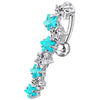 Stunning Jeweled 8-Star Belly Ring - Surgical Steel & Sterling Silver Elegance