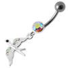 Sparkling Jeweled Pigeon Belly Ring - Elegant Surgical Steel & Sterling Silver