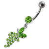 Elegant Jeweled Belly Ring – Fancy Grapes Design in Sterling Silver!