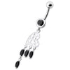 Trendy Heart Dangling Banana Belly Ring - Sterling Silver & Surgical Steel