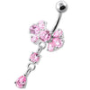 Elegant Floral Jeweled Belly Ring - 925 Silver & Zirconia Charm