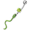 Trendy Jeweled Snake Belly Ring - Stunning Sterling Silver Charm!