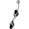 Trendy Zirconia Banana Bar Belly Ring - Luxury Surgical Steel & Sterling Silver