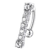 Trendy Jeweled Reverse Belly Ring - Stylish 14g Surgical Steel & Silver Charm