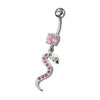 Trendy Jeweled Snake Belly Ring - Stylish 14g Surgical Steel Body Jewelry