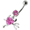 Trendy Jeweled Heart Devil Belly Ring – Dazzle Your Style!