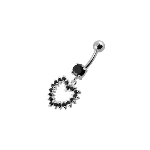 Trendy Jeweled Heart Silver Belly Ring - Sparkle in Style!