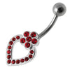 Trendy Heart Silver Belly Ring - Sparkling SS Banana Bar Navel Jewelry