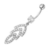 Trendy Jeweled Dangling Belly Ring - Stylish 14g Surgical Steel & Sterling Silver