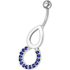 Elegant Pear Jeweled Round Dangling Belly Ring - Sparkle with Style!