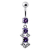 Elegant Jeweled Dangler Belly Ring - Sterling Silver & Premium CZ Gemstones