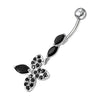 Elegant Jeweled Silver Belly Ring - Trendy 316L Surgical Steel Design