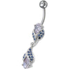 Trendy Zirconia Banana Bar Belly Ring - Luxury Surgical Steel & Sterling Silver