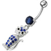 Trendy Jeweled Cat Belly Ring - Dazzling Sterling Silver Charm!