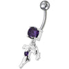 Stunning Sterling Silver Single Stone Dangling Belly Ring - 14g Elegance