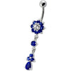 Radiant Jeweled Flower Belly Ring - Stylish 14g Curved Bar for Trendy Shoppers