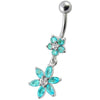 Chic Floral Dangle Belly Ring - 316L Steel & Sterling Silver Elegance!