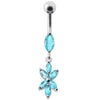 Trendy Sterling Silver Flower Belly Ring - Elegant Body Jewelry!