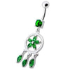 Trendy Sterling Silver Belly Ring - Sparkling Dangling Charm 14g