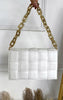 Chic Woven Faux Leather Handbag with Gold Chain Strap - Trendy & Stylish!