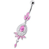 Trendy Sterling Silver & Surgical Steel Belly Ring with Elegant Stone Charm