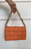 Chic Woven Faux Leather Handbag with Gold Chain Strap - Trendy & Stylish!