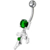 Stunning Sterling Silver Single Stone Dangling Belly Ring - 14g Elegance