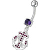 Trendy Sterling Silver Jeweled Anchor & Cross Belly Ring – 14g Chic Accessory