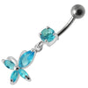 Elegant Jeweled Flower Belly Ring: Trendy 14g Surgical Steel Body Jewelry