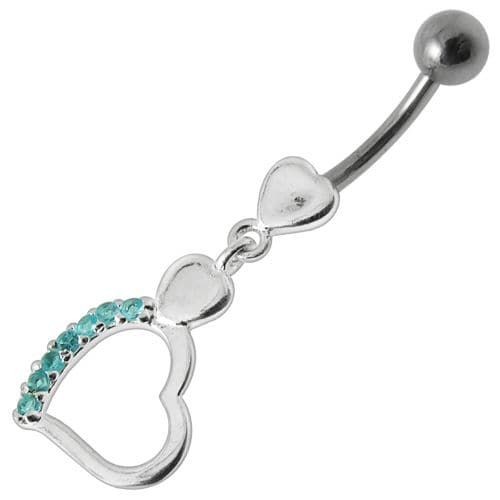 Trendy Heart Charm Surgical Steel Belly Ring - Dazzle & Shine!